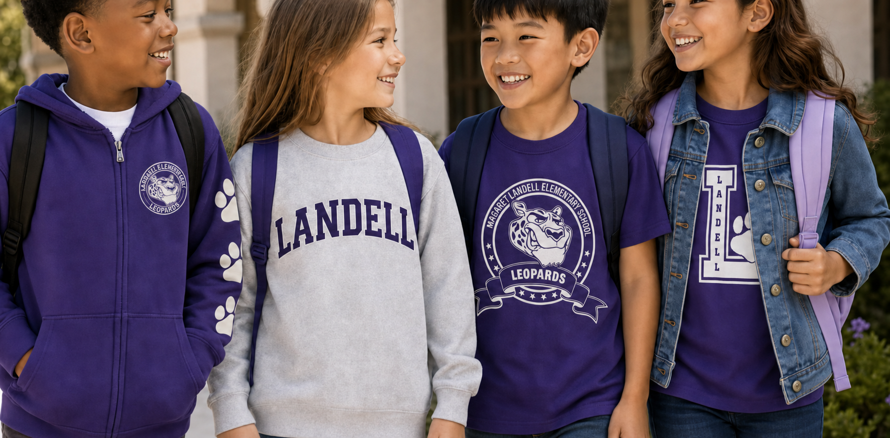 Landell students wearing current 2026 spirit wear