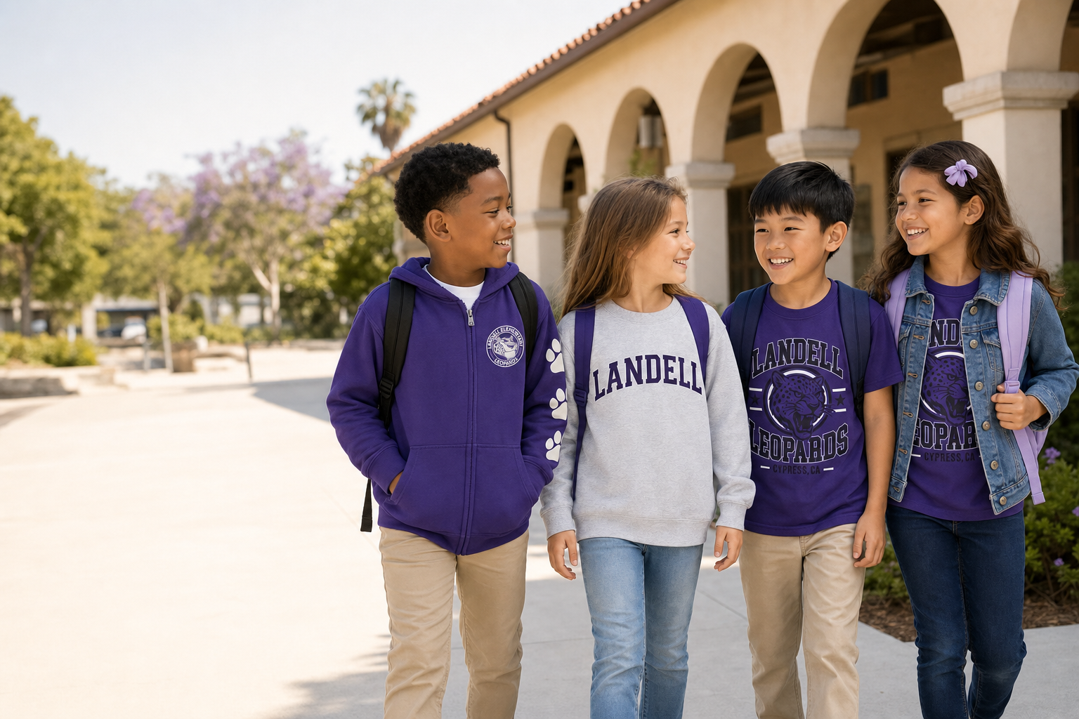 Landell students wearing official spirit wear on campus